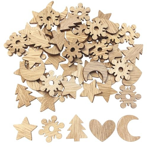 KOBOKO 200 Stück Tischdeko Weihnachten Holz, Streudeko Weihnachten Deko, Holzdeko Weihnachtskonfetti, Weihnachten Dekoration Confetti, Wiederverwendbar Konfetti Weihnachten Dekoration