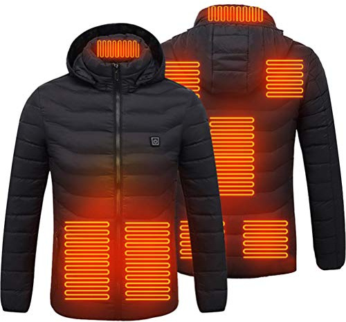 Ghzste Giacca riscaldata per uomo e donna, felpa con cappuccio invernale a 8 zone, unisex, alimentata tramite USB, per attività all'aperto, pesca e campeggio