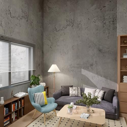 MEILLEVIE 60 cm*500 cm Self-Adhesive Wallpaper, Vinly Wraps for Fridge, Furniture Wrap, Peel and Stick Wallpaper, Concrete Cement, Grey Vinyl Wrap, Art Deco Wallpaper for Kitchen (Grey06)