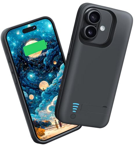 Sitong Battery Case for iPhone 16, 5000mAh Rechargeable Extended Battery Charging/Charger Case, Add 100% Extra Juice (6.1 Inches) Black