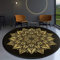 Mandala-Teppich im Bohemian-Stil, rund, ethnisch, barock, Samtmatte für Couchtisch, Schlafzimmer, Büro, 110 cm Durchmesser, goldgelbes Rautenmuster