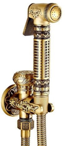Hand-WC-Bidet-Sprühset, Vintage-Bidet-Dusche für WC, Bidet-Sprühgerät zur Wandmontage, komplett aus Kupfer, Druckspülung, Retro, ohne Eckventil