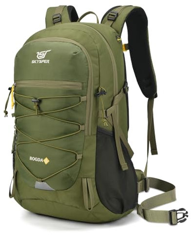 SKYSPER Wanderrucksack 25L, Klein Rucksack mit Rückenbelüftung aus atmungsaktivem 3D Air Mesh Tagesrucksäcke mit Regenschutz für Wandern Outdoor
