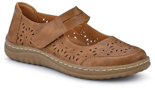 Pavers Chunky-Soled Mary Janes - Tan Size 5
