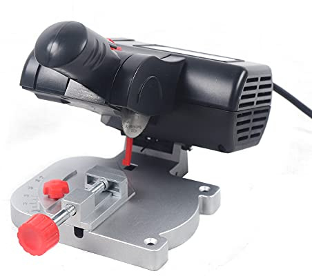 Mini Table Saw, Miter Benchtop Wood Metal Cutter, 90W Electric Cutting Machine, Adjustable 0-45°, 4500RPM, Table Chop Bench Saw for Cutting Brass Steel
