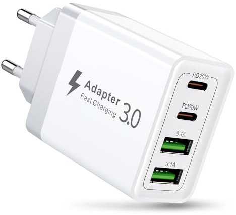 Chargeur USB C Rapide 40W, Prise USB C Multiprise USB Murale Prise Multiple Chargeur Secteur USBC avec PD&QC3.0, Adaptateur Charger Type C Charge Rapide pour iPhone 16 15 14 13, Samsung S25 S24 S23