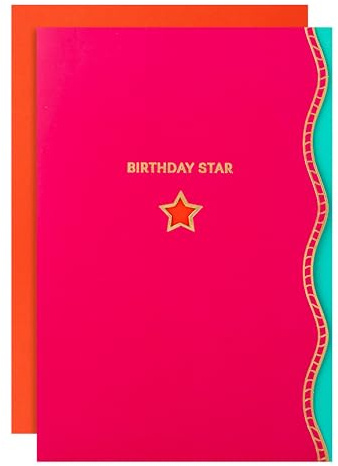 Hallmark Hall & Co Premium Birthday Card with Mini Card & Star Design, For Female Friend, Magenta, Blue