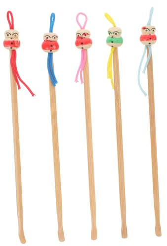 FRCOLOR 5 Stück-pack Bambus Ohrenschmalzlöffel zum Einfachen Entfernen von Ohrenschmalz Tragbare Haushalts Ohrpicks für Hygienische Ohrreinigung zu Hause Zufällige Farbe