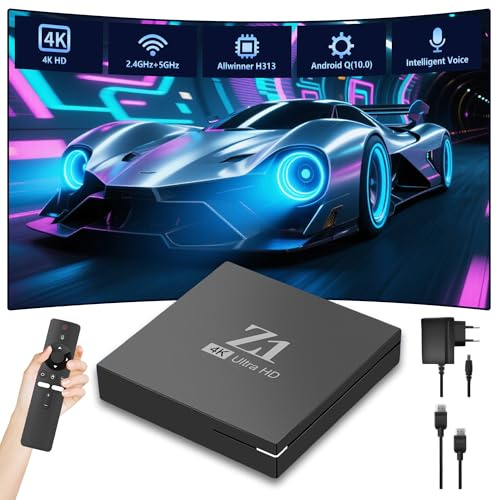 Z1 Android TV Box Android Q (10.0),2.4GHz+5GHz WiFi & RJ45 Interface adaptive,Android Box Support 4K HDR,Streaming Devices for TV,Dual USB 2.0 Ports,Smart Voice Remote,Multi-screen interaction