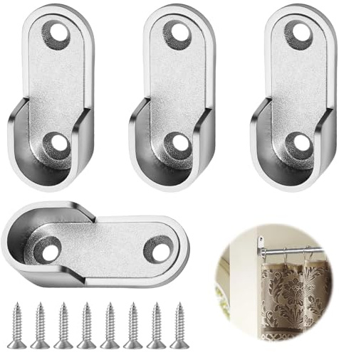 Ebksqs 4 Pièces Support de Tringle Penderie en Métal avec Vis, Support de Tube d'Armoire pour Barre Penderie, Fixation Murale pour Placard Dressing Rangement