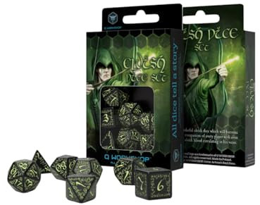 Q-Workshop ELV19 - Elvish Dice Black/Glow-in-the-Dark (7)