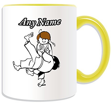 Cadeau personnalisé – Mug Design (Arts Martiaux Judo Thème, Couleur) – N'importe Quel Nom/Message sur votre unique – Kung Fu Kungfu japonais Japon Judo, Céramique, jaune