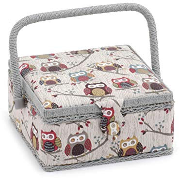 Hobby Gift Mrs 95 Costurero pequeño Exclusivo, Caja de Almacenamiento para Manualidades, Bandeja para Accesorios, alfiletero, Mango de PVC, 20 x 20 x 11 cm, búho, 20 x 20 x 11cm