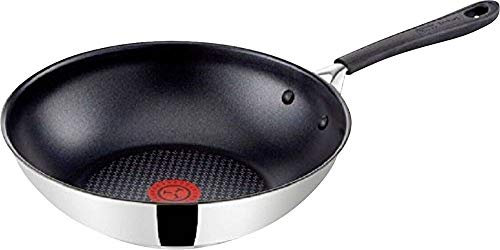 Tefal E85718 Jamie Oliver Pfannenset 6-tlg, Pfanne 20, 26 und 28 cm + Glasdeckel 28 cm, auch für Induktion Pfannen mit Antihaftbeschichtung, Edelstahl Bratpfannen inkl Pfannenwender + Pfannenschoner