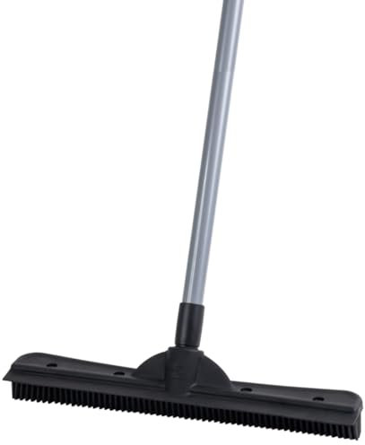 FURemover Escoba de Goma compacta para Eliminar el Pelo de Mascotas con rastrillo de Alfombra y escobilla de Goma, Gris y Negro