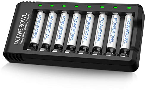 Rechargeable AAA Batteries with Charger, Advanced Individual Cell Battery Charger, High Capacity Low Self Discharge Ni-MH Triple A Batteries -Qty8