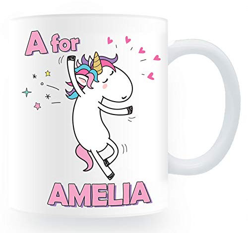 Quality Goods Ltd Personalised Plastic Unbreakable Kids Cup/Mug Pink Unicorn Initial Theme Child/Baby/Toddler Cup for Girls