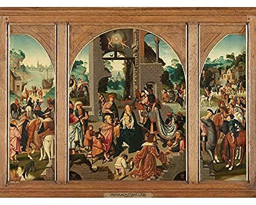 Master Alkmaar Adoration Magi Triptychon Kunstdruck Leinwand Premium Wanddekoration Poster Wandbild
