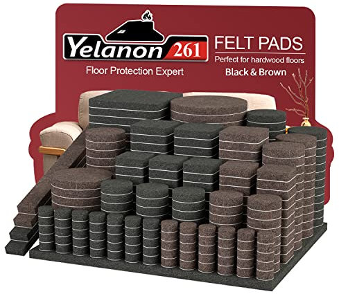 Yelanon Filzgleiter Selbstklebend 261 Stück Filzgleiter Für Stühle Möbelgleiter Selbstklebend Filz Chair Leg Floor Protectors Schwarz + Braun