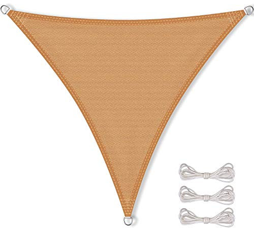 CelinaSun Sonnensegel inkl Befestigungsseile HDPE Basic Dreieck gleichseitig 3,6 x 3,6 x 3,6 m sandbeige Sonnenschutz atmungsaktiv