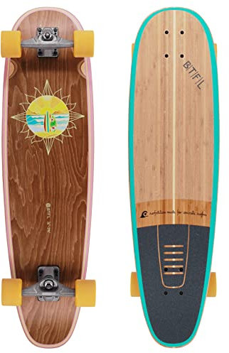 BTFL Surfskate Board Sol Ideales Surftraining für Balance, Carving & Pumping. Komplett Surf-Skateboard mit G-Truck Surfskate Achse und Rollen für Anfänger und Fortgeschrittene,