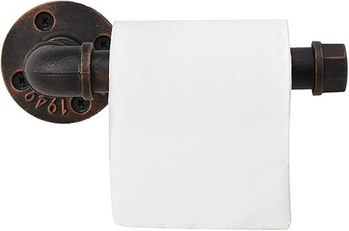 LINKPIPES Industrial Pipe Toilet Paper Holder Wall Mount Rustic Toilet Tissue Paper Holder DIY Heavy Duty Vintage Toilet Roll Holder for Bathroom Kitchen Bedroom(Red Bronze)