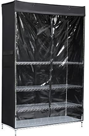 Macoda Aufbewahrungsregal-Abdeckung, Drahtregal, staubschutz, durchsichtig, passend für Regale mit 35,6 cm T x 91,4 cm B x 182,9 cm H, eine Seite durchsichtiges Paneel (nur Abdeckung)