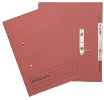 Eastlight Foolscap 38mm Transfer Spring Files, Red, Pack of 25 | Colour may vary
