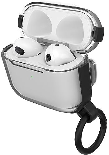 OtterBox Clear Series Kopfhörer Hülle für AirPods (3rd gen), stoßfeste, sturzsichere, ultraflache, Kratz- und Abriebfeste Schutzhülle für Apple AirPods, inklusive Karabiner, Clear/Black