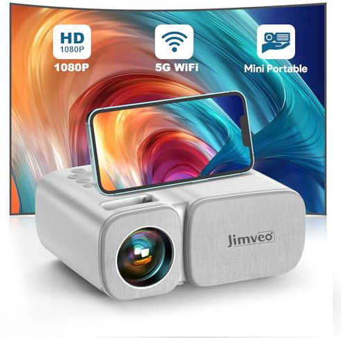 Proyector Portatil con WiFi6,Mini Proyector Portatil 18000 LM Full HD 1080P Jimveo Soporte Cine en Casa para HDMI/USB/iOS/Android