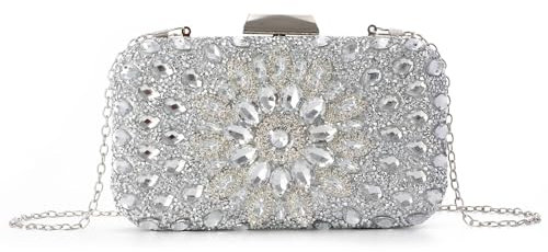 EVEOUT Strass Abendtasche Clutch für Damen Kristall Hochzeit Handtasche Umhängetasche für Party Abschlussball