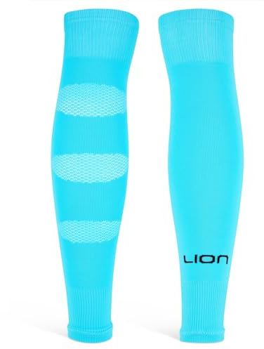 Performance Football Sock Sleeves - Premium LION BREATHE Technology - Breathable Mesh To Reduce Pressure On Calf Muscles (UK, Alpha, S, Aqua)