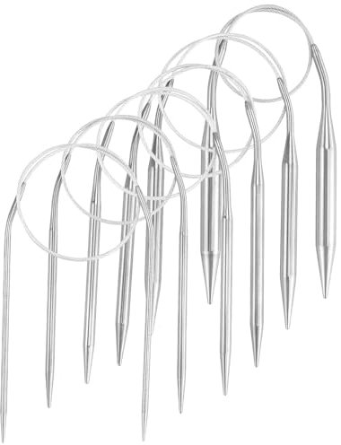 Lot de 7 aiguilles à tricoter circulaires en acier inoxydable pour chaussettes, col et manches des pulls pour enfants