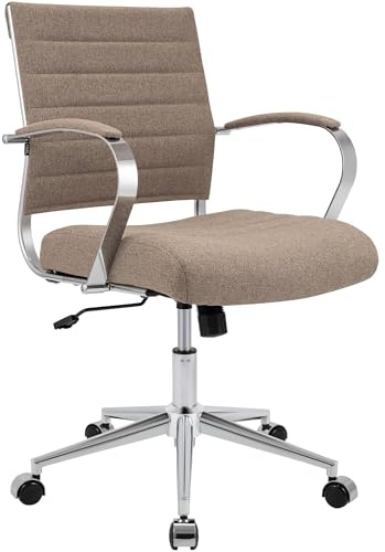 CLP Bürostuhl höhenverstellbar Oakland, Drehstuhl mit Wippfunktion, Schreibtischstuhl drehbar 360 Grad mit Leichtlaufrollen, mit Rückenlehne | Farbe Taupe Material Stoff