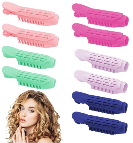 Calkkrer 10 clips para el cabello Volumizing para volumen, rizadores autoadhesivos para mujeres, grandes ondas de pelo, pinzas de pelo voluminosas, rodillo de pelo, multicolor, 1 stück (10er Pack)