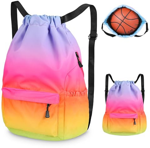 Turnbeutel Damen, Schwimmrucksack Kinder Wasserdicht, Große Kapazität Sportrucksack Kinder, Leicht Turnbeutel Mädchen Jungen, Strandrucksack mit Kordelzug, Sportbeutel Mädchen für Gym Reisen