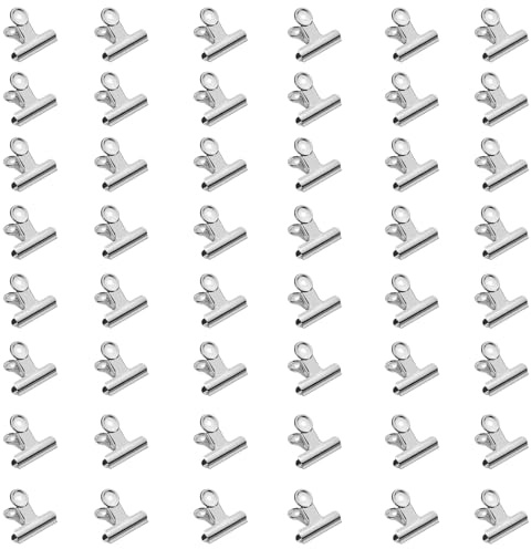 50 Pieces Metal Bulldog Clips, 22mm Silver Binder Clips,Hinge Clips for Food Bags,Clipboard,Poster,Paper Pictures Organizers, Crafts Hanging Art, Home and Office Decoration,Price Tag (Silver)