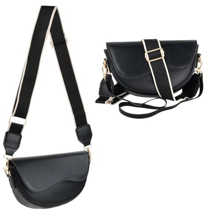Borsa Tracolla Donna, Borsa Mezzaluna Donna, Borsetta a Spalla e Mano nera in Pelle PU, Crossbody Bag Con Tracolla Regolabile (Nero)