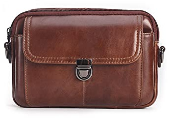 MYUYEE Gürteltasche Leder Herren Umhängetasche Handy Gürteltasche Multifunktions-Umhängetasche Große Kapazität Umhängetasche,C
