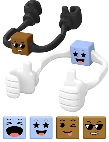 Stocking Stuffers for Teenage Girls Boys Mens Gifts Phone Stand for Desk | Christmas Funny Gifts for Women Men Adults Presents for Mum Dad Thumb Up Lazy Phone Holder With Dual Brown&Blue Mood Cube