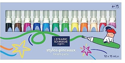 Lefranc Bourgeois - Magic Brush, applicateur de gouache pour enfants - Boîte de 12x15ml