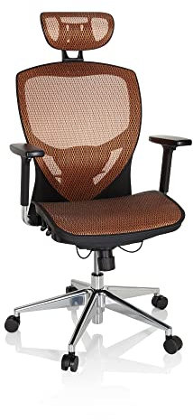hjh OFFICE 657020 Profi Bürostuhl Venus ONE Netzstoff Schwarz/Orange ergonomischer Drehstuhl, Rückenlehne höhenverstellbar