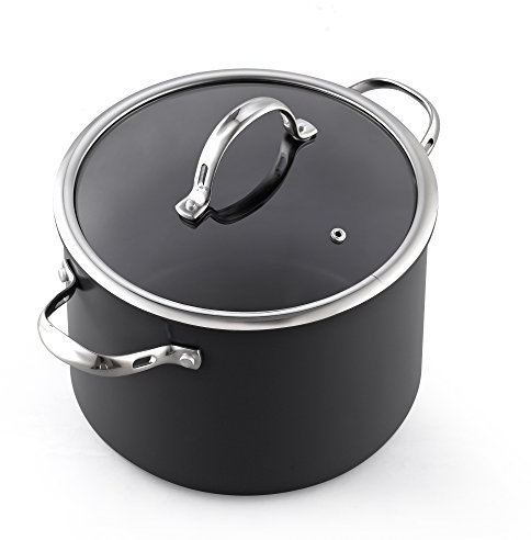 Cooks Standard Stockpot Dutch Oven Casserole with Glass Lid, 8-Quart Classic Hard Anodized Nonstick Soup Pot, Black