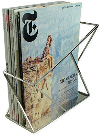 ArtsOnDesk Moderner Kunst Zeitschriftensammler mr114 Edelstahl Spiegelpolitur Patent Angemeldet Zeitungsständer Magazinsammler Stehsammler Buch Broschüren Halter Korb Geschenk