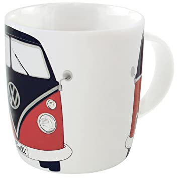 BRISA VW Collection - Volkswagen Taza grande de cerámica para cafété o cappuccino T1 Camper Bus (Frontal del Bus/Rojo y Negro)