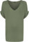 WearAll Women's New Plus Size Womens Short Turn Up Sleeve Baggy Plain Top Ladies V-Neck T-Shirt - Khaki - 16-18