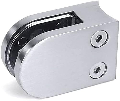 Brushed Stainless Steel 304 Glass Clamp - Concave Curved D Shaped Base Clamp/Glazing Mount Bracket for Stair Bannister Handrail Tube or Balustrade