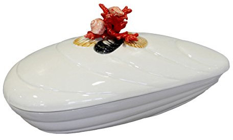 Keyhomestore Soupière en céramique blanche fantaisie corail italien artistique décorée à la main Made in Italy - 25 x 50 cm - 100 % notre production