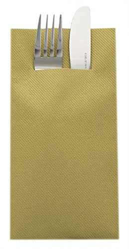 Sovie HOME Linclass®Airlaid Besteck Servietten Uni | Gold | Ideal geeignet für Hochzeit & Geburtstag | 40x40cm | 12 Stück