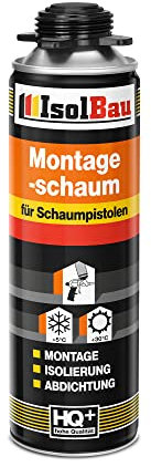 Isolbau Montageschaum für Schaumpistolen - 1K PU-Bauschaum für Montage, Isolierung, Abdichtung, Innen & außen - 1 x 500 ml